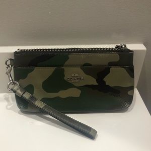 Coach camouflage wristlet wallet
